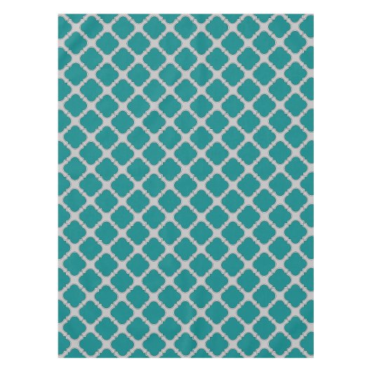 Nappe Quatrefoil turquoise et gris (Devant)