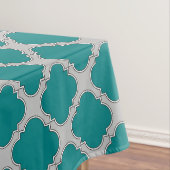 Nappe Quatrefoil turquoise et gris (In Situ)