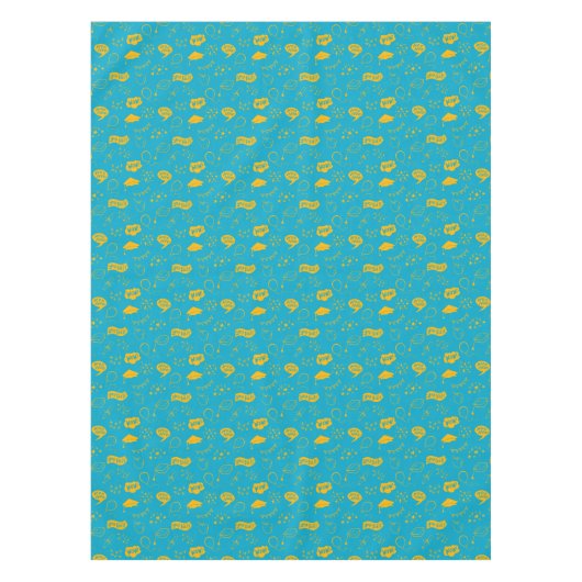 Nappe Quirky Doodle Bleu Jaune fête de graduation (Devant)