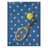 Nappe Racket de tennis et ballon sur bleu pois blanc (Devant)