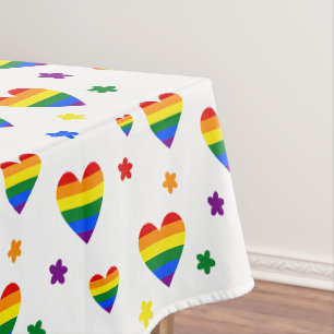 Nappe Rainbow LGBT Coeurs et Fleurs colorées Motif