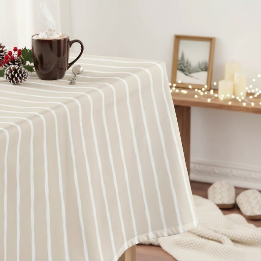 Nappe rayée beige clair moderne
