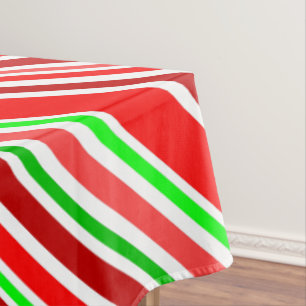 Nappe Rayures de bonbon rouge blanc vert festif diagonal