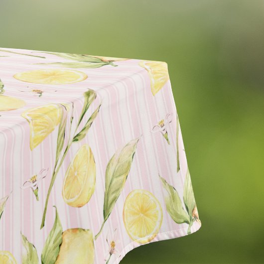 Nappe Rayures roses citron été