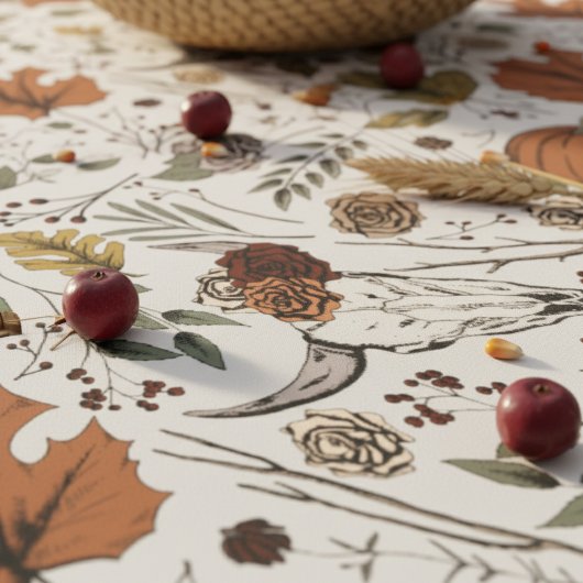 Nappe Récolte de automne gris et crâne de vache Tête de 