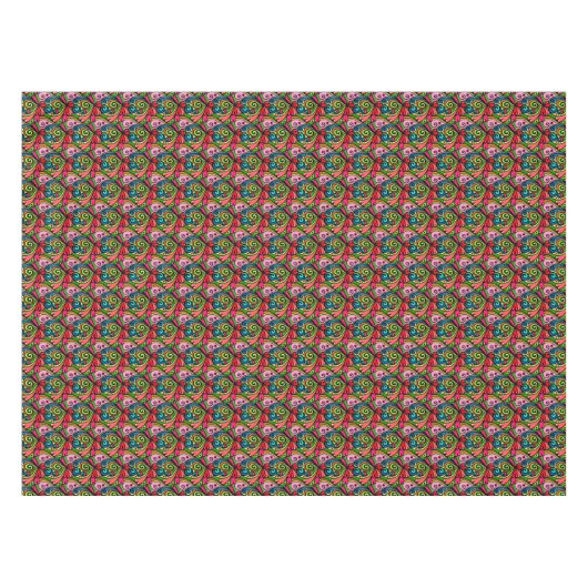 Nappe Rectangle Motif rétro psychédélique des années 60 (Devant (Horizontal))