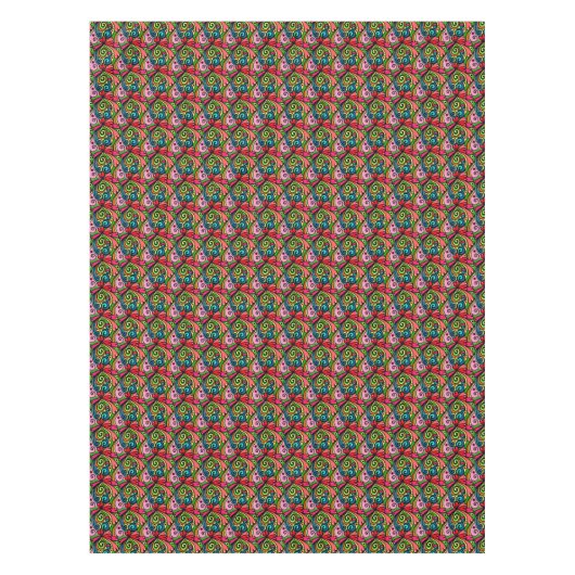 Nappe Rectangle Motif rétro psychédélique des années 60 (Devant)