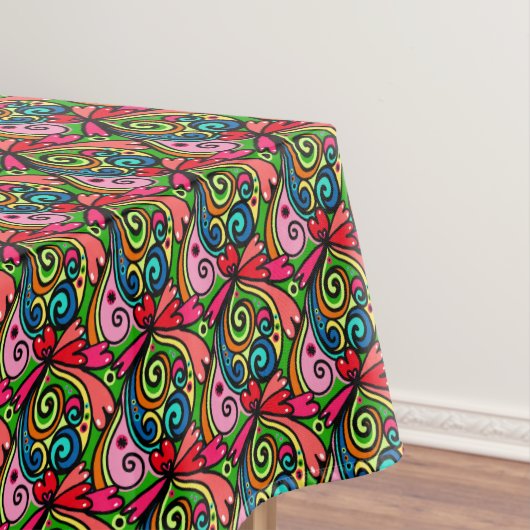 Nappe Rectangle Motif rétro psychédélique des années 60 (In Situ)