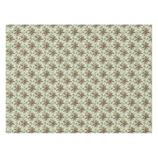 Nappe Red Berries Green Feuilles Holly Noël (Devant (Horizontal))