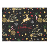 Nappe Red Gold Reindeer Joyeux sapin de Noël (Devant (Horizontal))