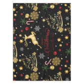 Nappe Red Gold Reindeer Joyeux sapin de Noël (Devant)