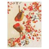 Nappe Red Gold Winter Birds Holly Berry Branches (Devant)