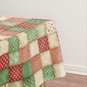 Nappe Red Green and Cream Patchwork Quilt Look (In Situ)