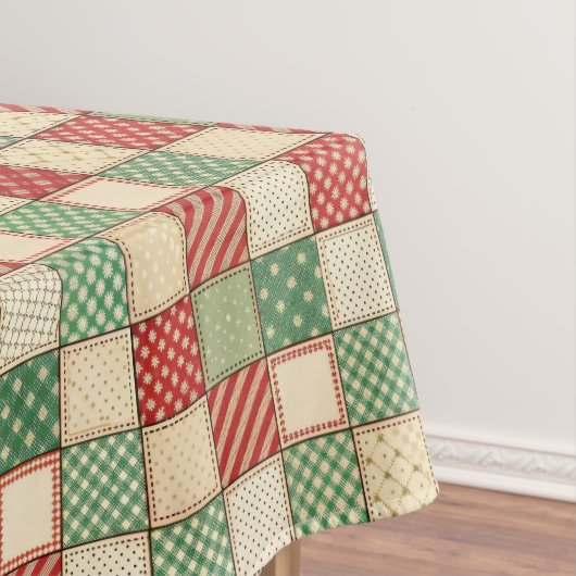 Nappe Red Green Cream Rustic Plaid Patchwork Quilt Look (In Situ)