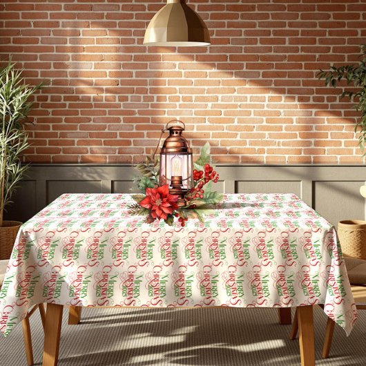 Nappe Red & Green Joyeux Noël Retro Typographie