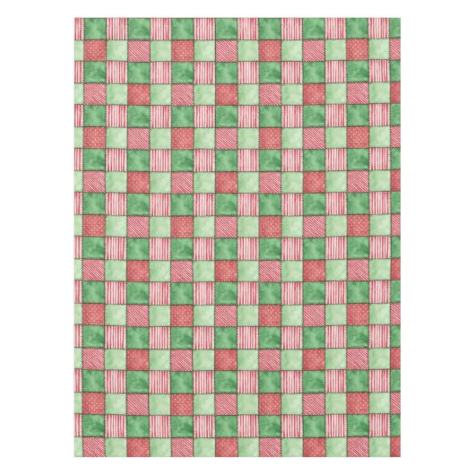 Nappe Red Green Rustic Plaid Patchwork Quilt Look (Devant)