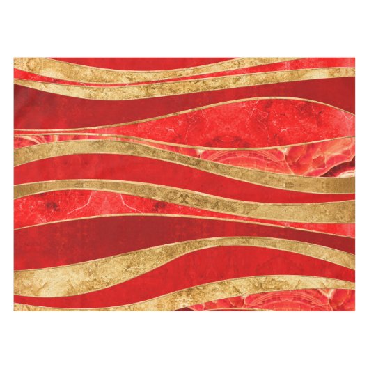 Nappe Red Minerals Gold Métallic Wavy Abstrait (Devant (Horizontal))