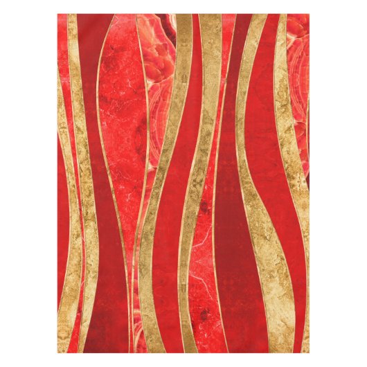 Nappe Red Minerals Gold Métallic Wavy Abstrait (Devant)