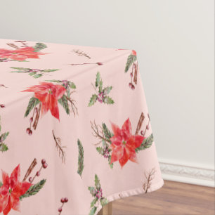 Nappe Red Poinsettia Motif Holiday