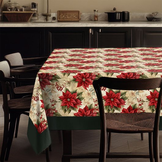 Nappe Red Poinsettia Tablecloth Classic Holiday Decor