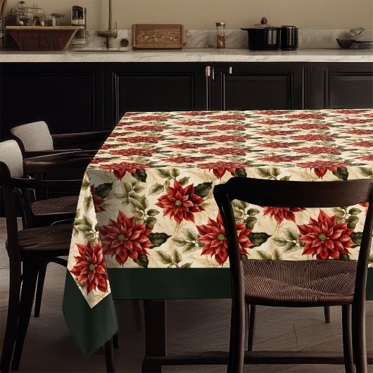 Nappe Red Poinsettia Tablecloth Watercolor Christmas