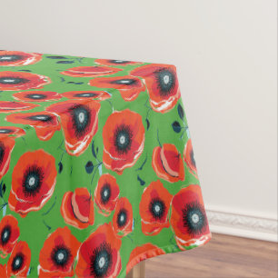 Nappe Red Poppies Apple Green