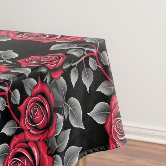 Nappe Red Roses On A Black Background (In Situ)