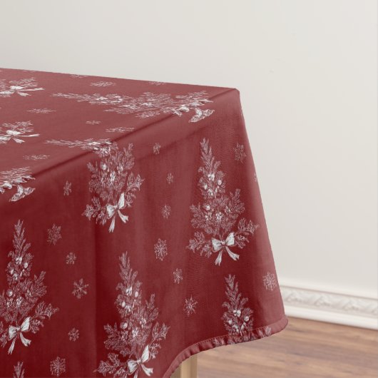 Nappe Red Toile De Jouy Coquette Christmas Foliage (In Situ)