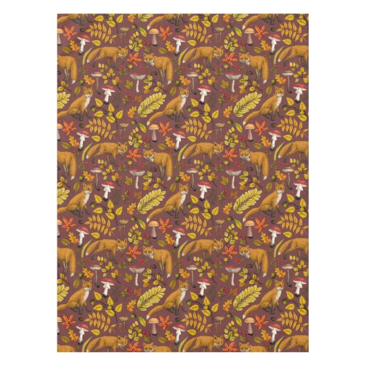 Nappe Renards d'automne sur chocolat brun (Devant)