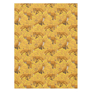 Nappe Renards et papillons sur orange