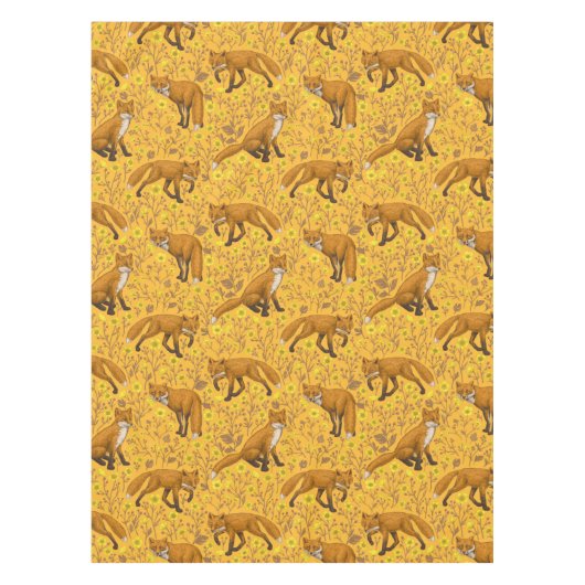 Nappe Renards et papillons sur orange (Devant)