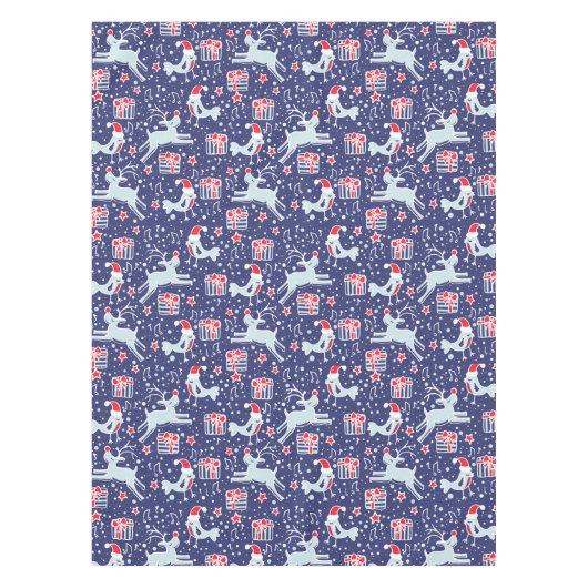 Nappe Rennes de Noël et tissu de table d'oiseau chantant (Devant)