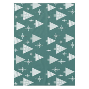 Nappe Retro 1950 Arbres de Noël Vert Turquoise