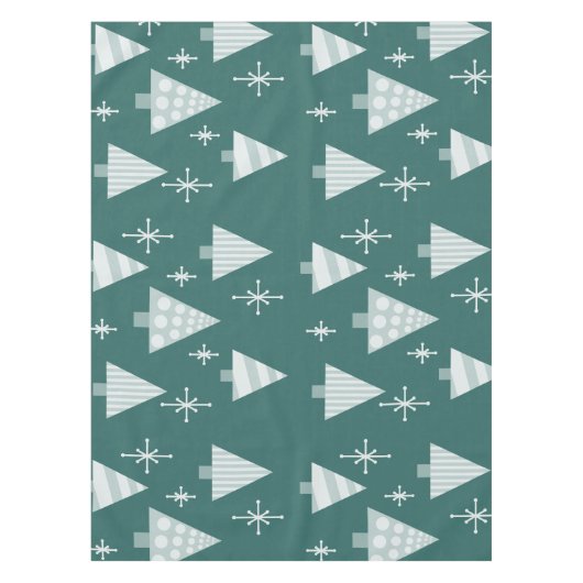 Nappe Retro 1950 Arbres de Noël Vert Turquoise (Devant)