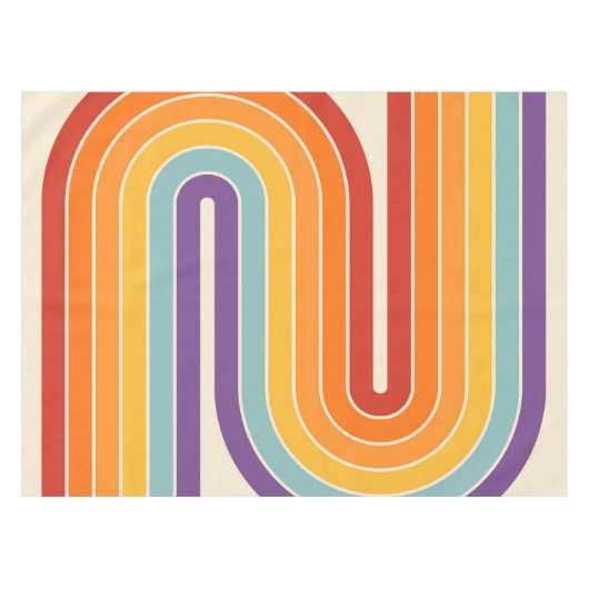 Nappe Retro 1970s Style Arched Stripes Geometric Pattern (Devant (Horizontal))