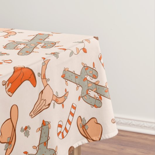 Nappe Retro Boho Western Desert Cactus Motif Noël (In Situ)