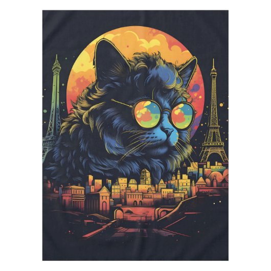 Nappe Retro Chic Pop Art Paris Feline (Devant)