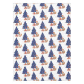 Nappe Retro Christmas Fox Illustration bleu rouge (Devant)