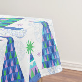 Nappe Retro Geo Scandi Arbres de Noël Bleu et Vert (In Situ)