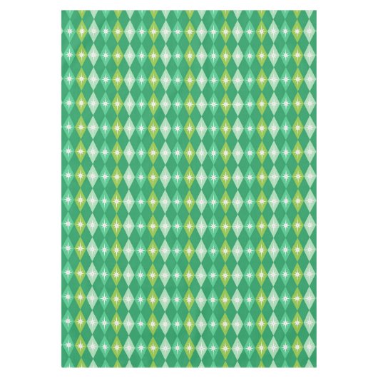 Nappe Retro Mid Century moderne Diamants verts Noël (Devant)