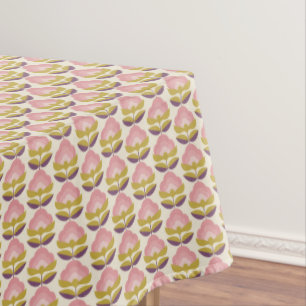 Nappe Rétro motif floral rose et pourpre