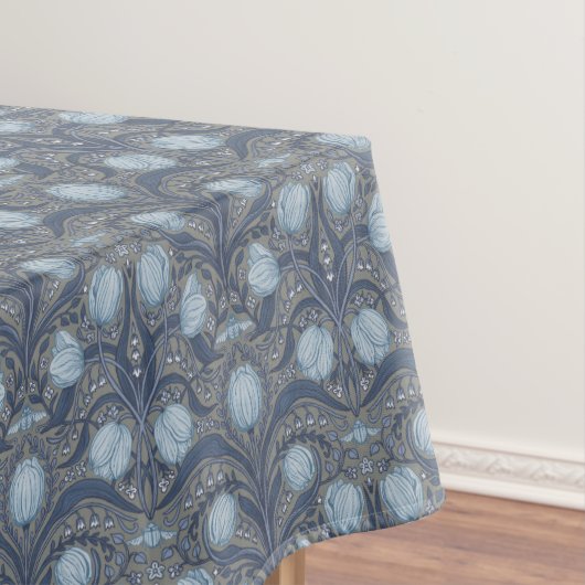 Nappe Retro Nouveau Tulips in blue and pewter (In Situ)