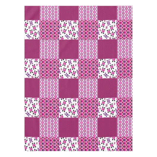 Nappe Rétro point de polka de crâne de fleur (Devant)