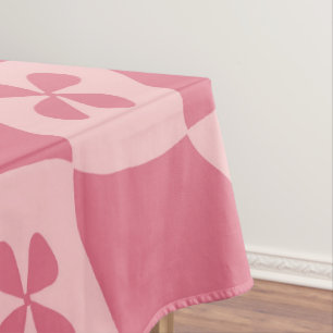 Nappe Retro rose À damiers motif floral