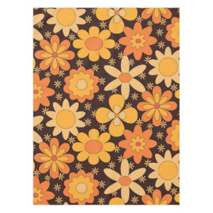 Nappe Retro Super motif floral jaune et orange