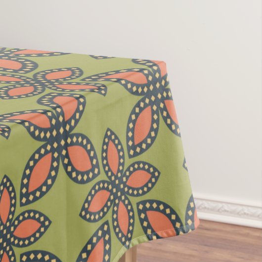 Nappe Retro Vert et Orange Abstrait motif floral (In Situ)