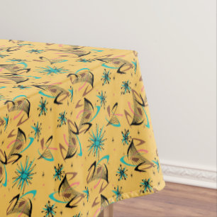 Nappe Retro Vintage Boomerang Spoutnik Jaune Noir