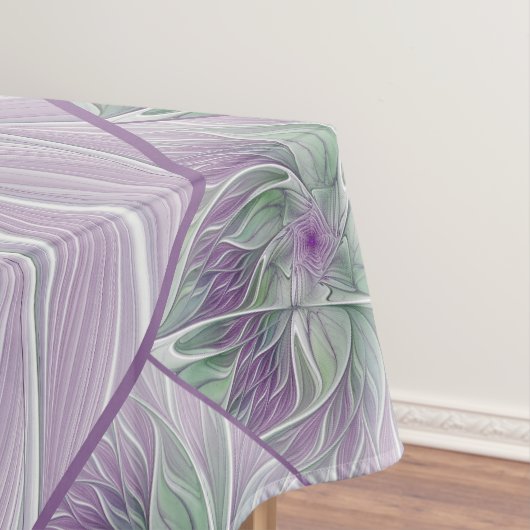 Nappe Rêve de fleurs, Abstrait violet vert Fractal Art (In Situ)
