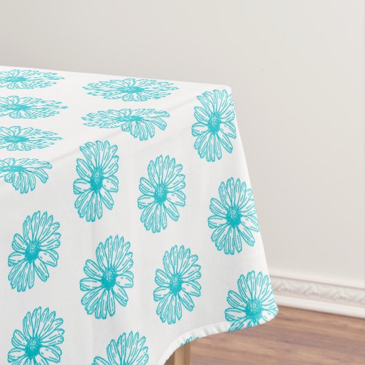Nappe Robin Egg Blue Daisy Print, Hippie Flowers Motif (In Situ)