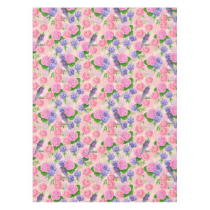 Nappe Robin et fleurs, motif aquarelle